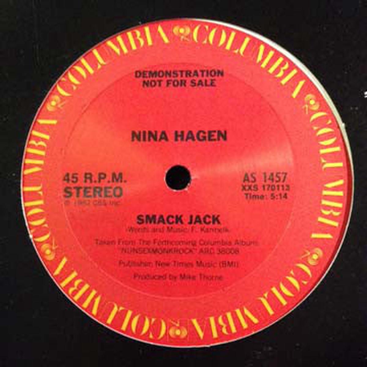 Nina Hagen Smack Jack- 1982- Vinyl, Promo, 45 RPM, 12" (New Wave Vinyl) Promo