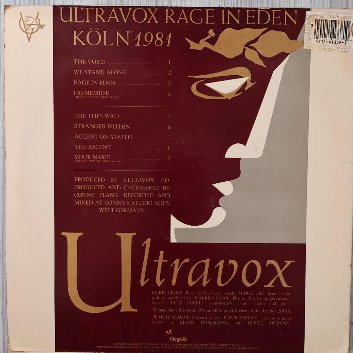 Ultravox - Rage In Eden ( (Used Vinyl - VG+) PJ Marketplace