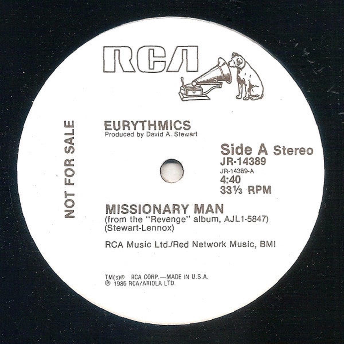 Eurythmics Missionary Man -1986 White Label promo Synth Pop (Vinyl)