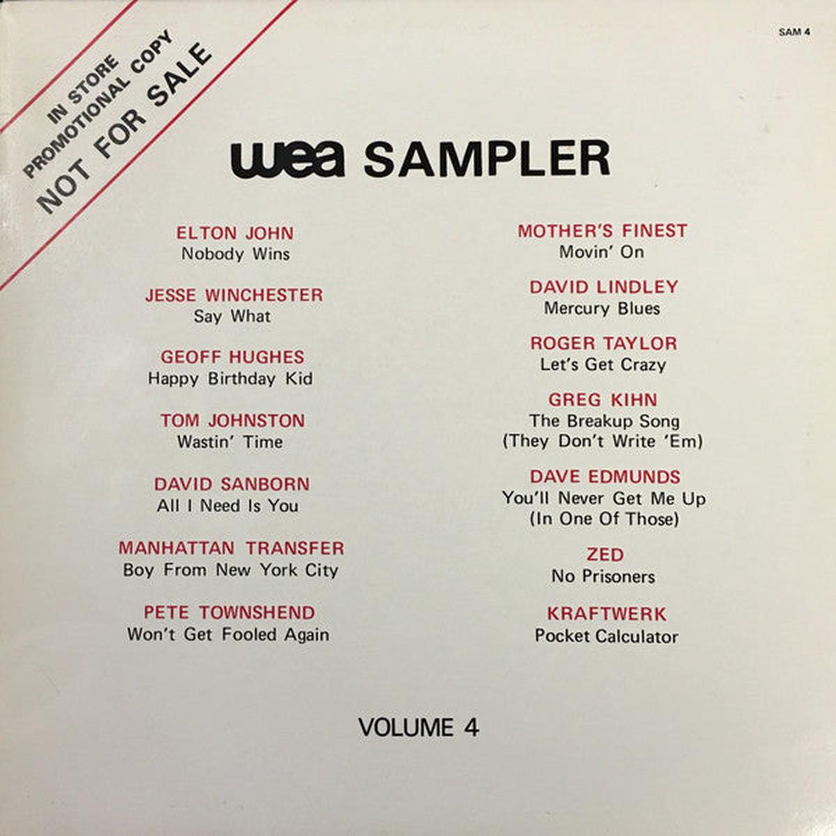 WEA Sampler Volume 4 - Pete Towshend,Zed,Kraftwerk,Mother's Finest ++ Rock, Funk / Soul, Pop (vinyl)